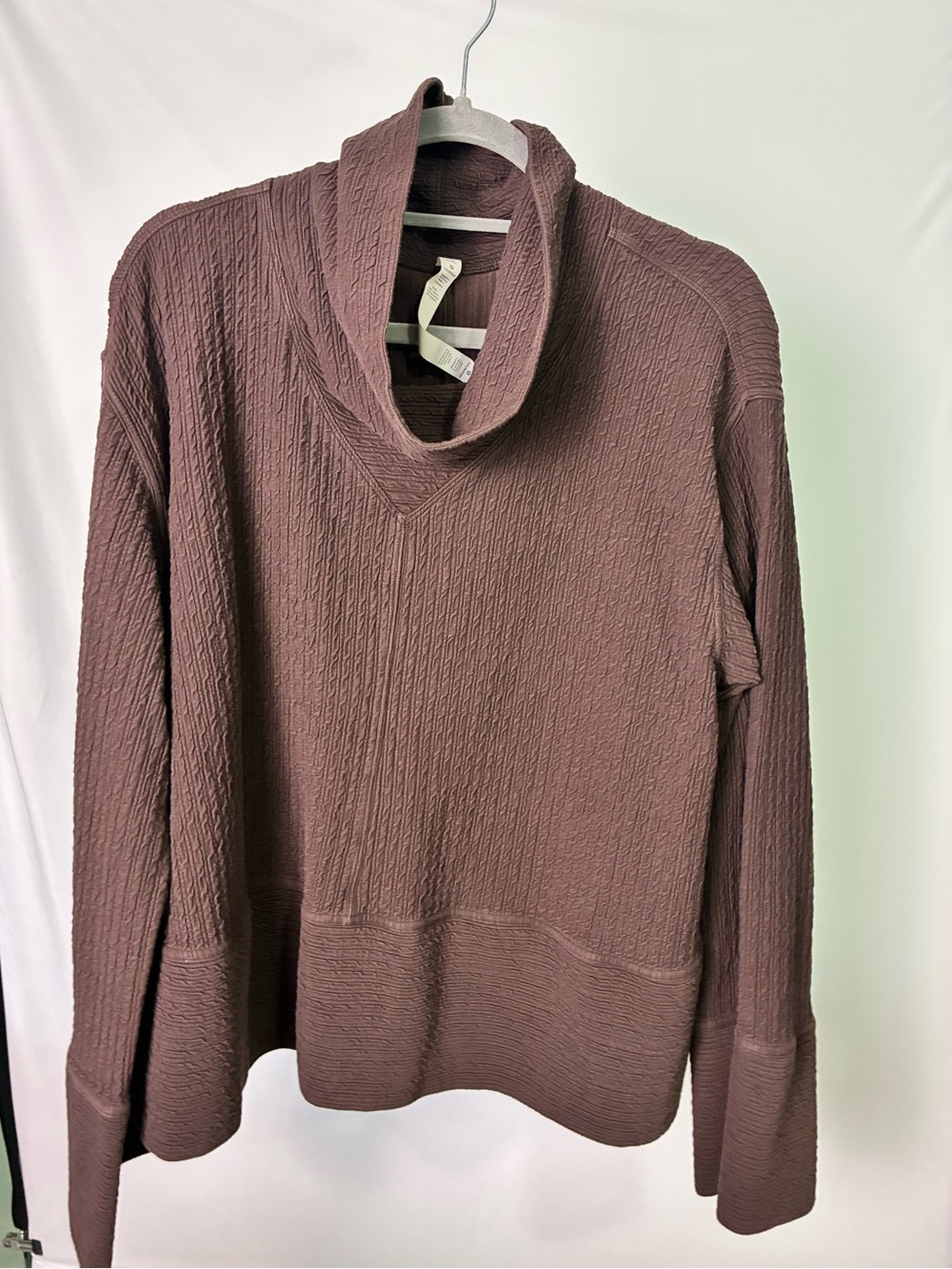Lululemon Textured Cowl Neck Pullover Sweater Brown Mauve Women’s L/XL